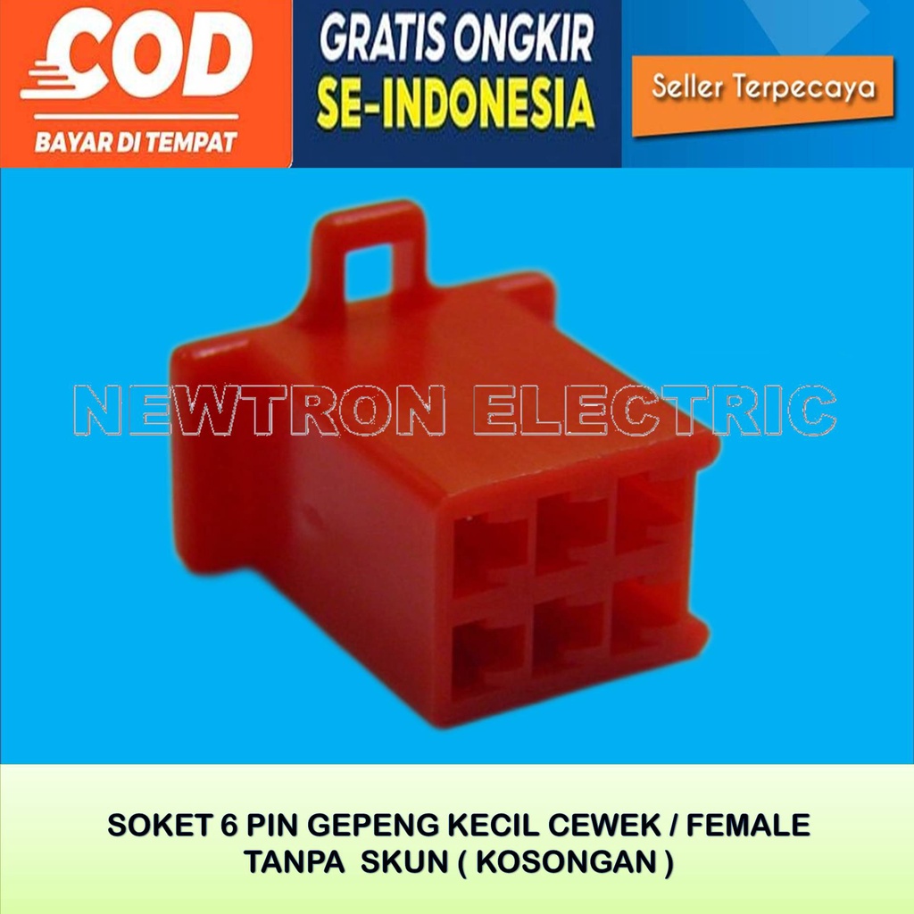 SOKET 6 PIN FEMALE MERAH SOCKET KABEL 6 PIN FEMALE MERAH SOKET 6 PIN GEPENG KECIL TAHAN PANAS