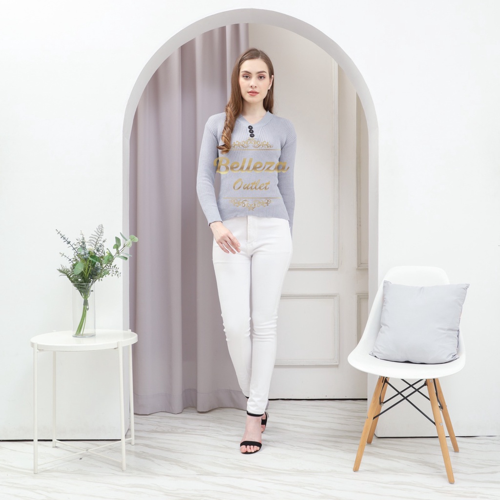 Belleza Outlet baju rajut Cardigan rajut atasan wanita Button body Fit