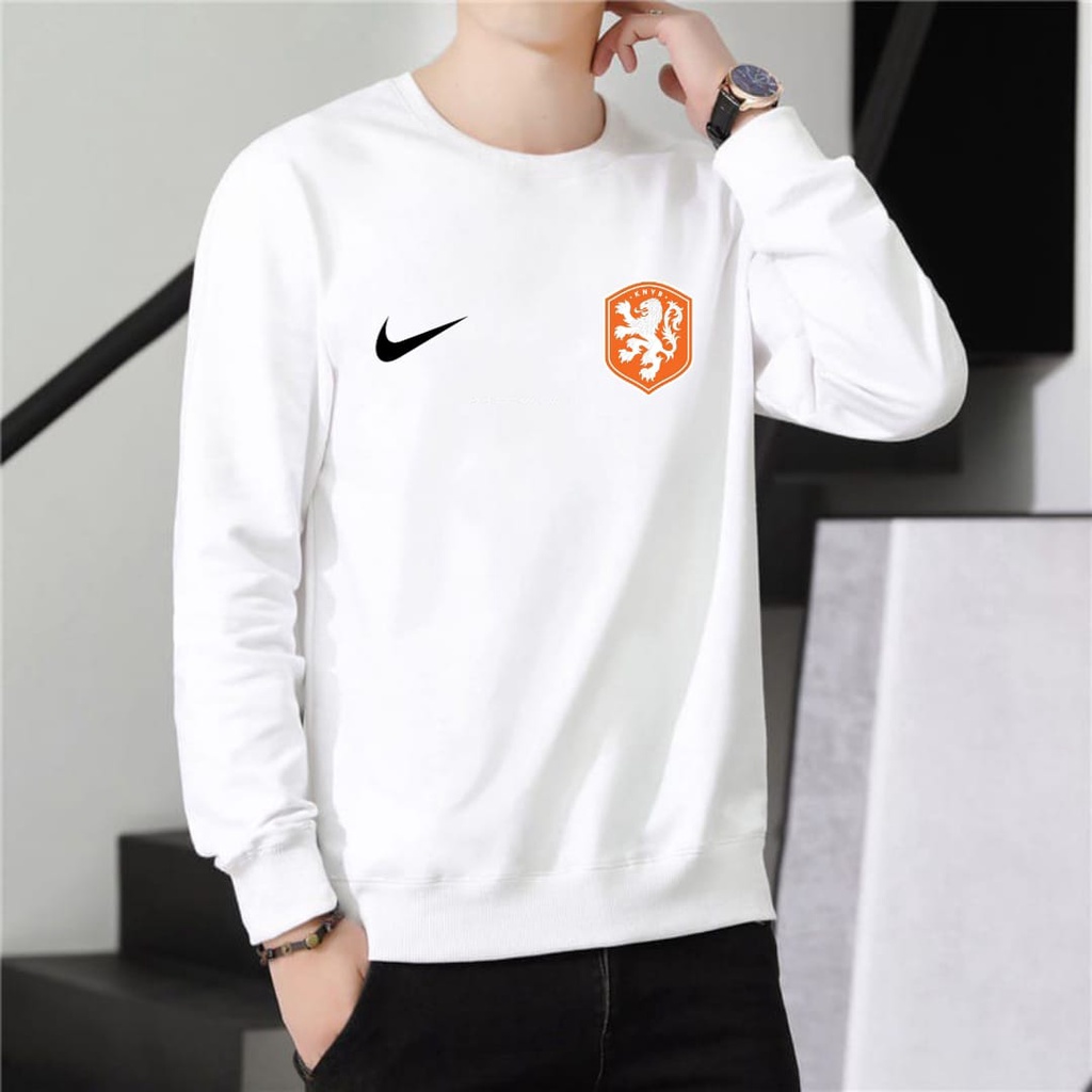 Okejayashop Kaos Lengan Panjang Pria Jersey Bola Belanda / Kaos Sweatshirt Pria /Atasan Pria /Atasan