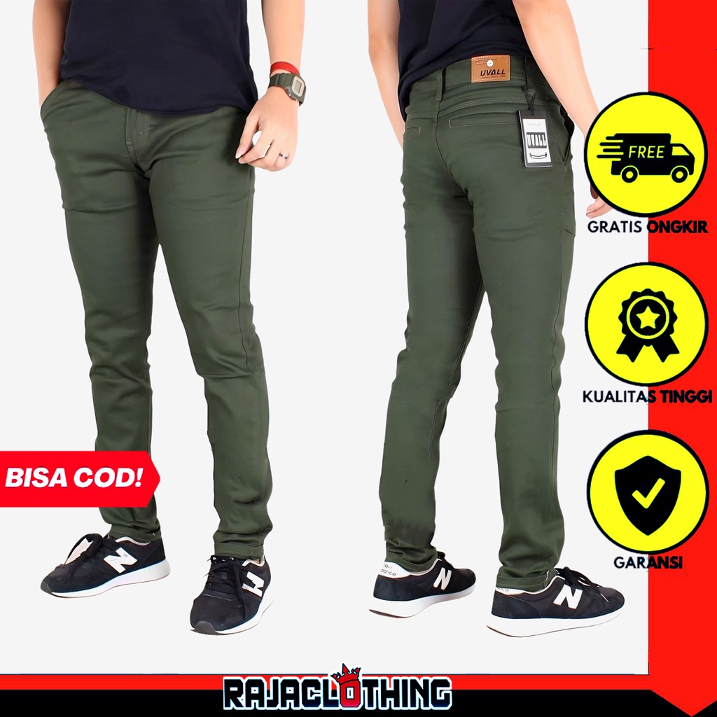 RCL - Celana Chino Hijau Panjang Pria Original Uvall / Celana Chino Cowok Skinny Murah / Chino Cowok Cowo Murah TERLARIS / Celana Chino Mocca Moka Cinos Coklat Cinos Kerja Slimfit/Terlaris Celana Cinos Original Pria Slimfit Strech Murah