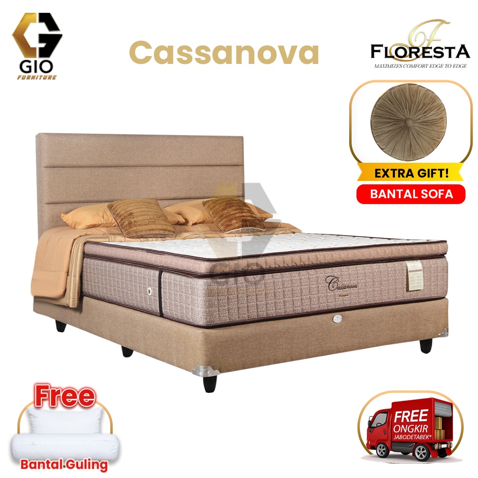 Kasur Floresta Cassanova / Floresta Springbed Cassanova (Full Set Mattress + Divan + Headboard + Bon