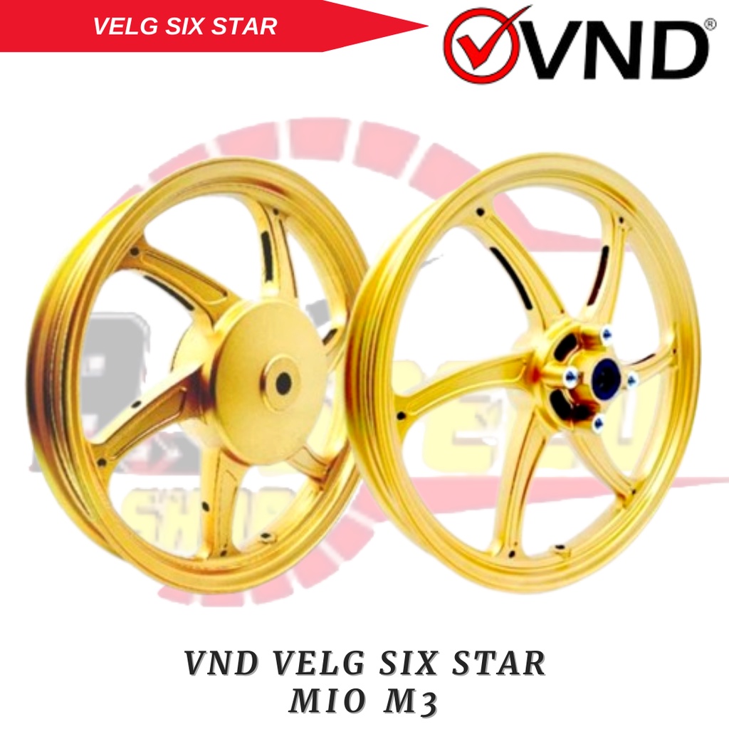 VND Racing Velg Six Star Mio M3 Mio Z Fino 125 Set Depan 140 Belakang 160 Original 100%
