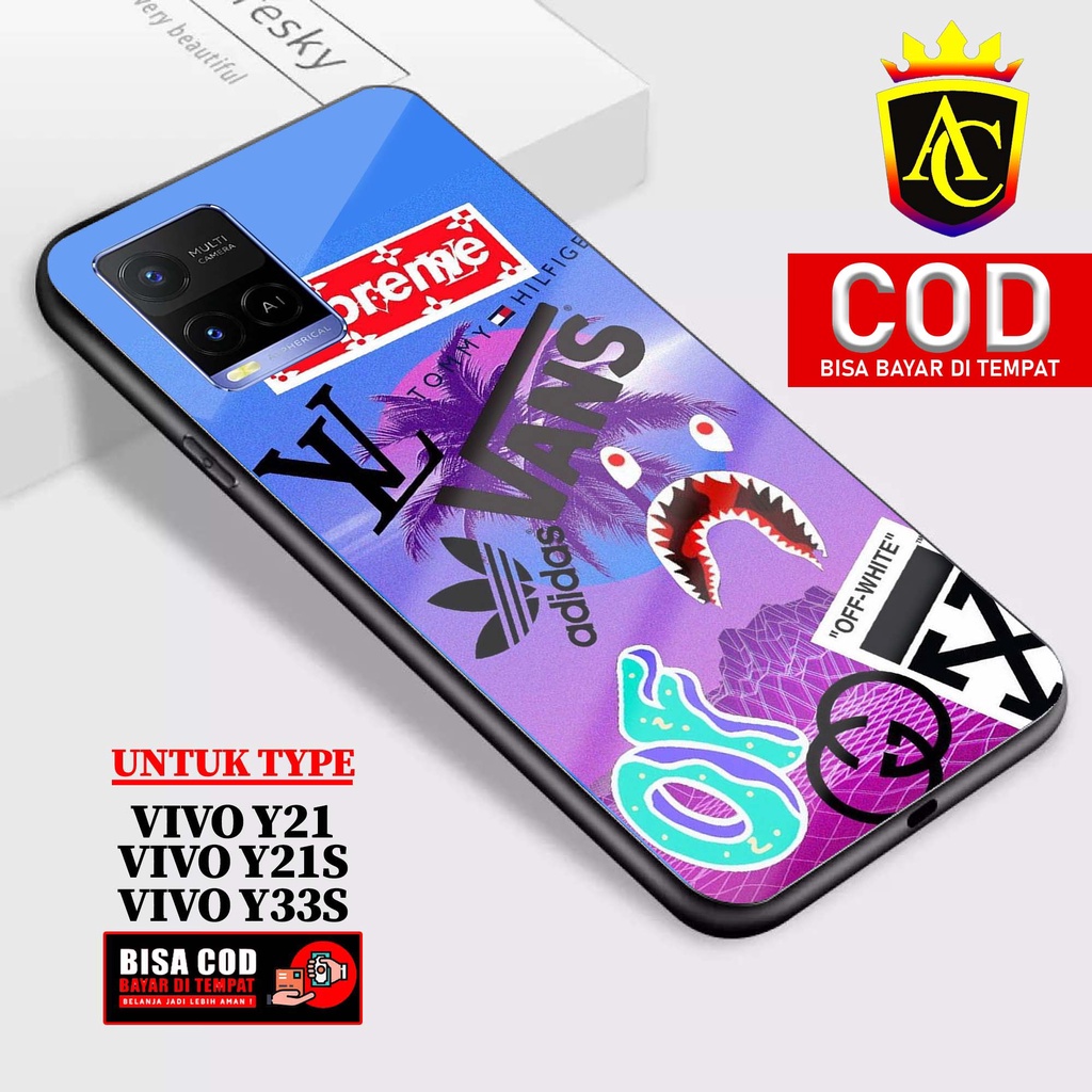 Case Vivo Y21 Y21S Y33S - Aneka Case - [ GFTY ] Softcase Glass - Hardcase Glossy hp Vivo Y21S Y21 Y3