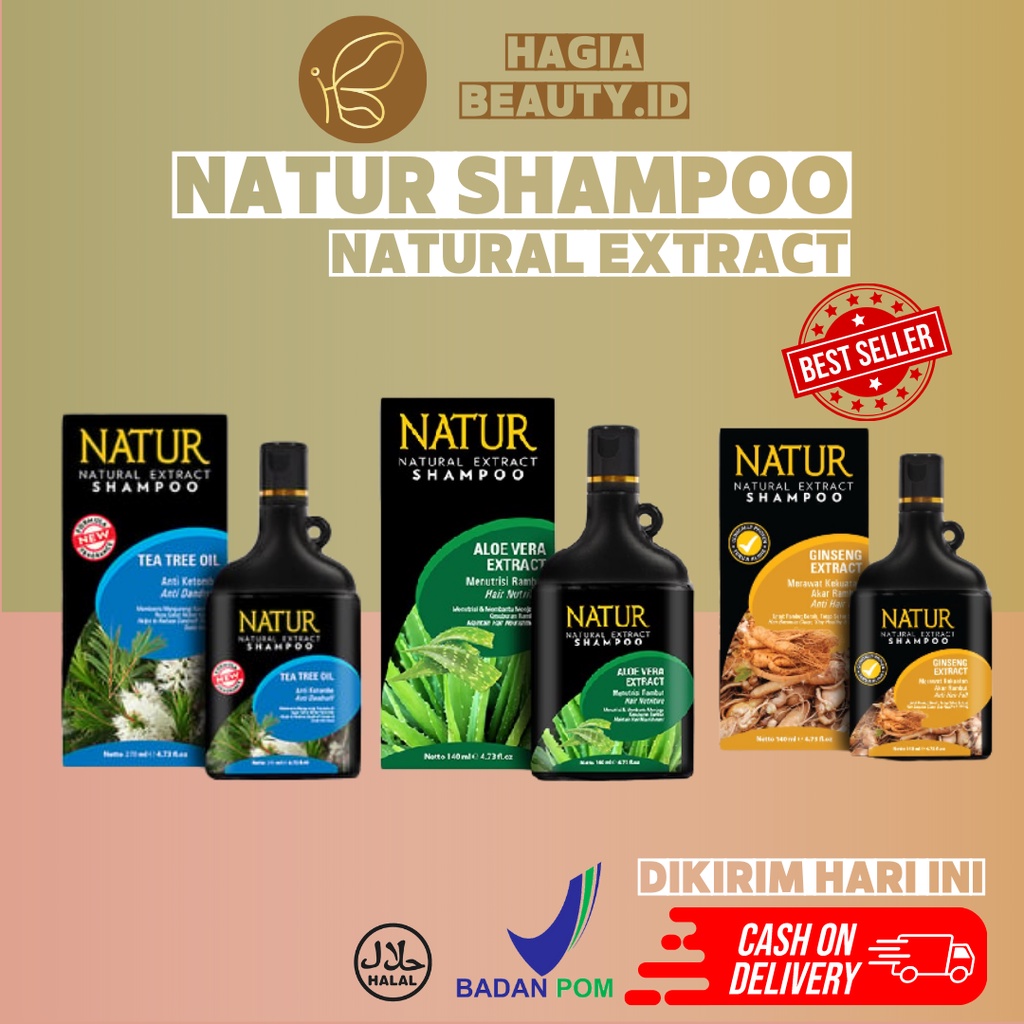 Bisa COD - Natur Shampoo 80ml - Shampoo rambut rontok dan Ketombe - nature