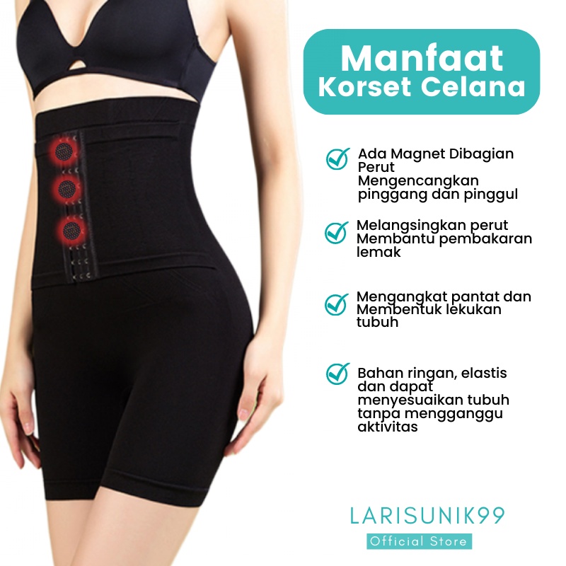 Korset Celana Wanita Korset Perut Bawahan Slimming Pengecil Perut Wanita Elastis Celana Korset Sepaha Kancing Magnet Jumbo Pembakar Lemak Pelangsing Pantat Paha Pengecil Pinggang Original Premium