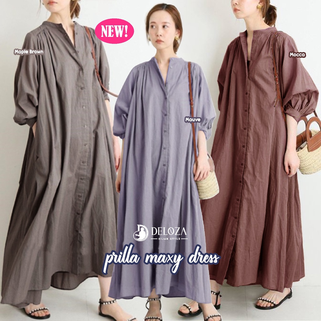 Prilla Maxi Dress Gamis Maxy Wanita Jumbo Premium by Deloza