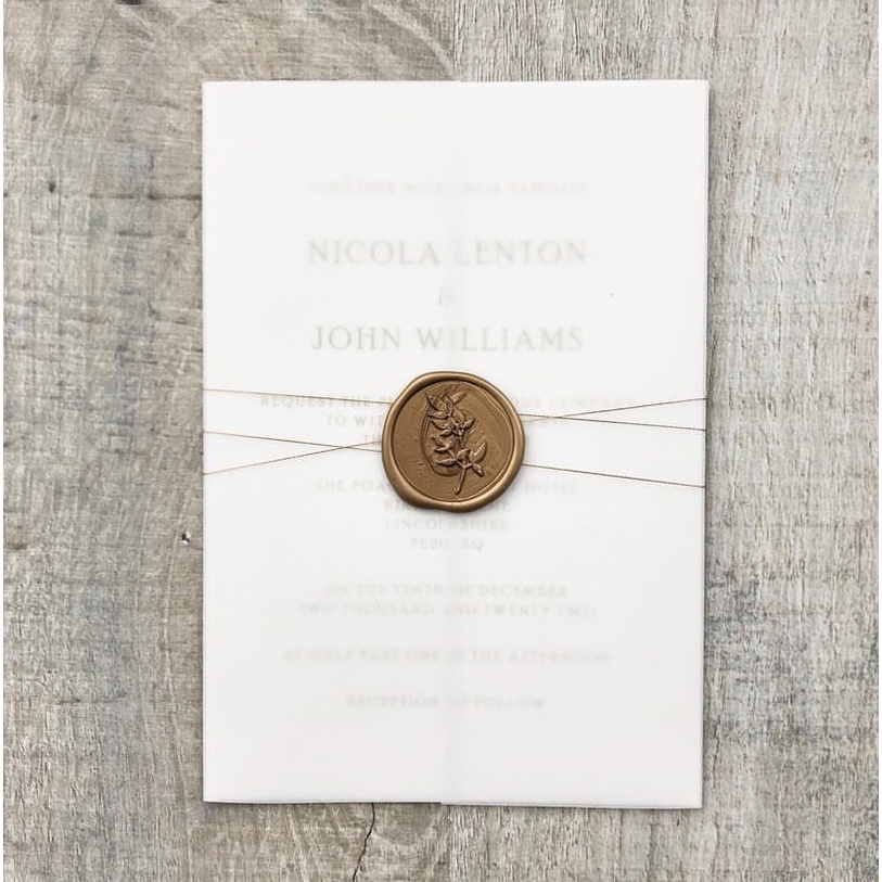 

(PRMHS) Laurel (Gold) - 1 pcs Wax Seal Coin Wedding / Segel instan undangan siap pakai sudah include double tape / Tanpa minimum / DIY / Art / Vintage Candle / calligraphy / Hampers