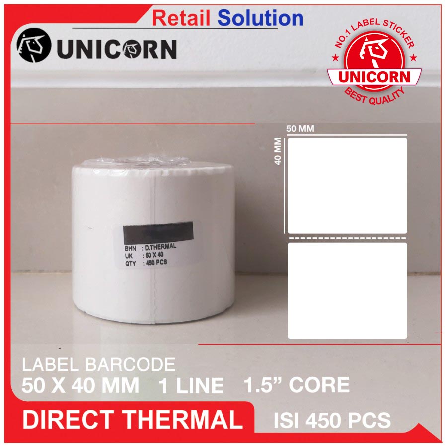 Stiker Label Barcode Thermal 50x40 mm / 50 x 40 mm / 50x40mm isi 450