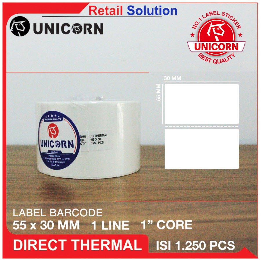 Stiker Label Barcode Thermal 55x30 mm / 55 x 30 mm / 55x30mm isi 1250