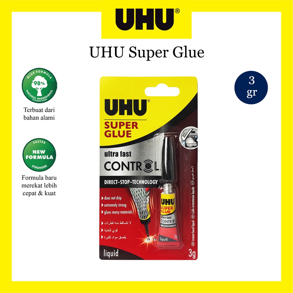

Lem Uhu Super Glue Control Kemasan 3 Gram / Adhesive Original Made In Germany
