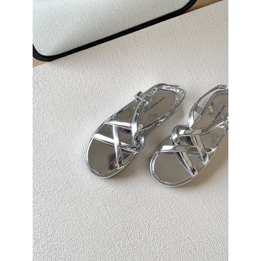 EASTMOUNTSIDE Polly Silver - Platform Sandal - Wedges Wanita