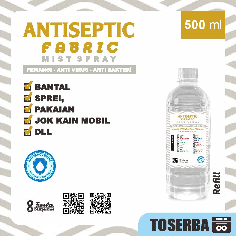 Antiseptic Fabric Antibakteri Anti Virus Pewangi Bantal, Sprei, Pakaian, Jok Kain Mobil Aroma Segar Kemasan 500ml Pet