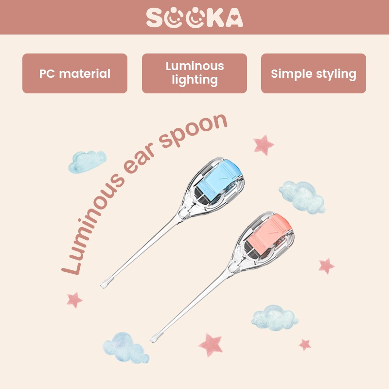 SOOKA Luminous Ear Spoon-Baby Pembersih Telinga Bayi untuk mengambil kotoran telinga , Produk Pembersih Kotoran Telinga SK-EAB1123