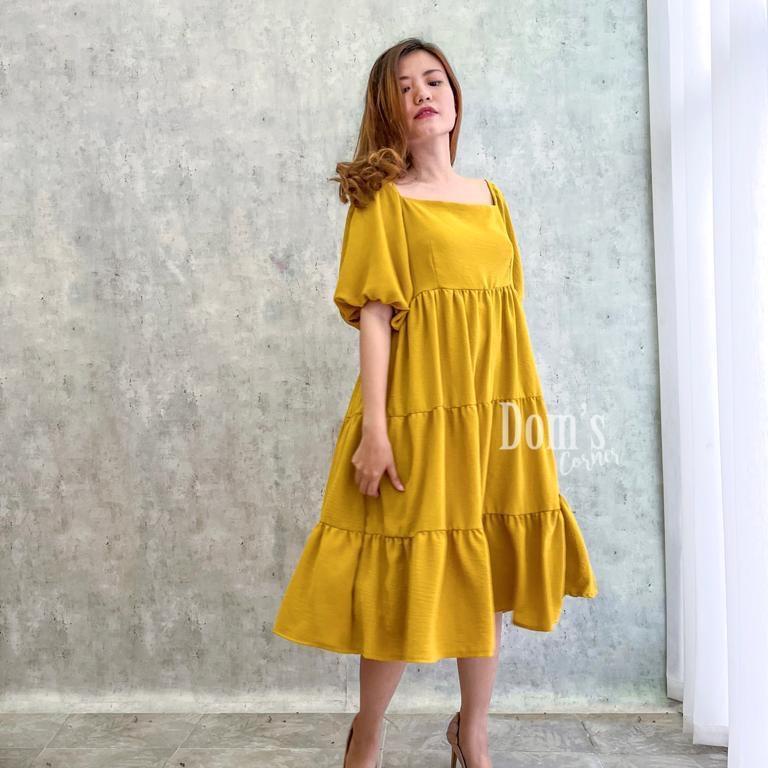 Domscorner - Madeline puff dress - ruffle dress - big size dress - jumbo size dress - ruffle dress a