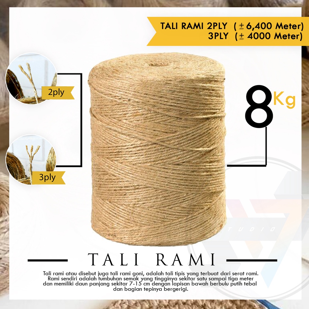 Tali Rami Goni 2ply 6.400m / 3ply 4.000m berat 8kg 1roll