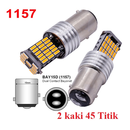 LAMPU LED STOP REM BRAKE BAYONET 45 TITIK SMD MOBIL MOTOR KAKI 2 1157 DC BAY15D