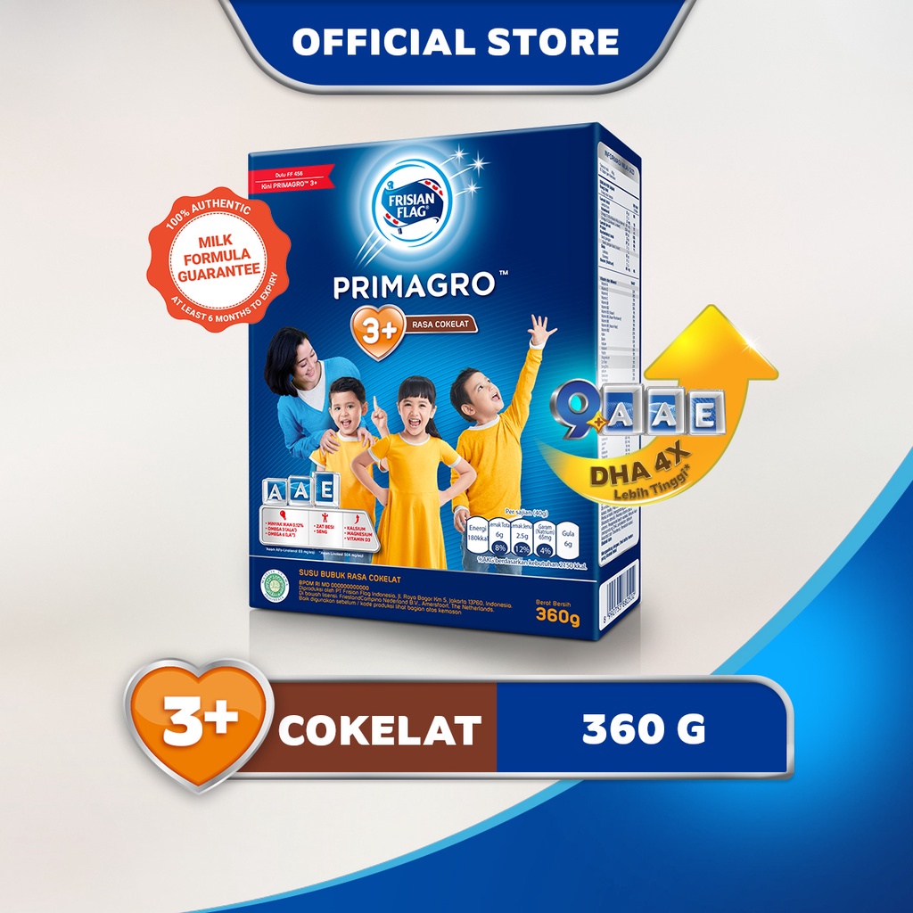 Frisian Flag Primagro 3+ Cokelat 360 gr Susu Formula Pertumbuhan Anak - 1 Pcs