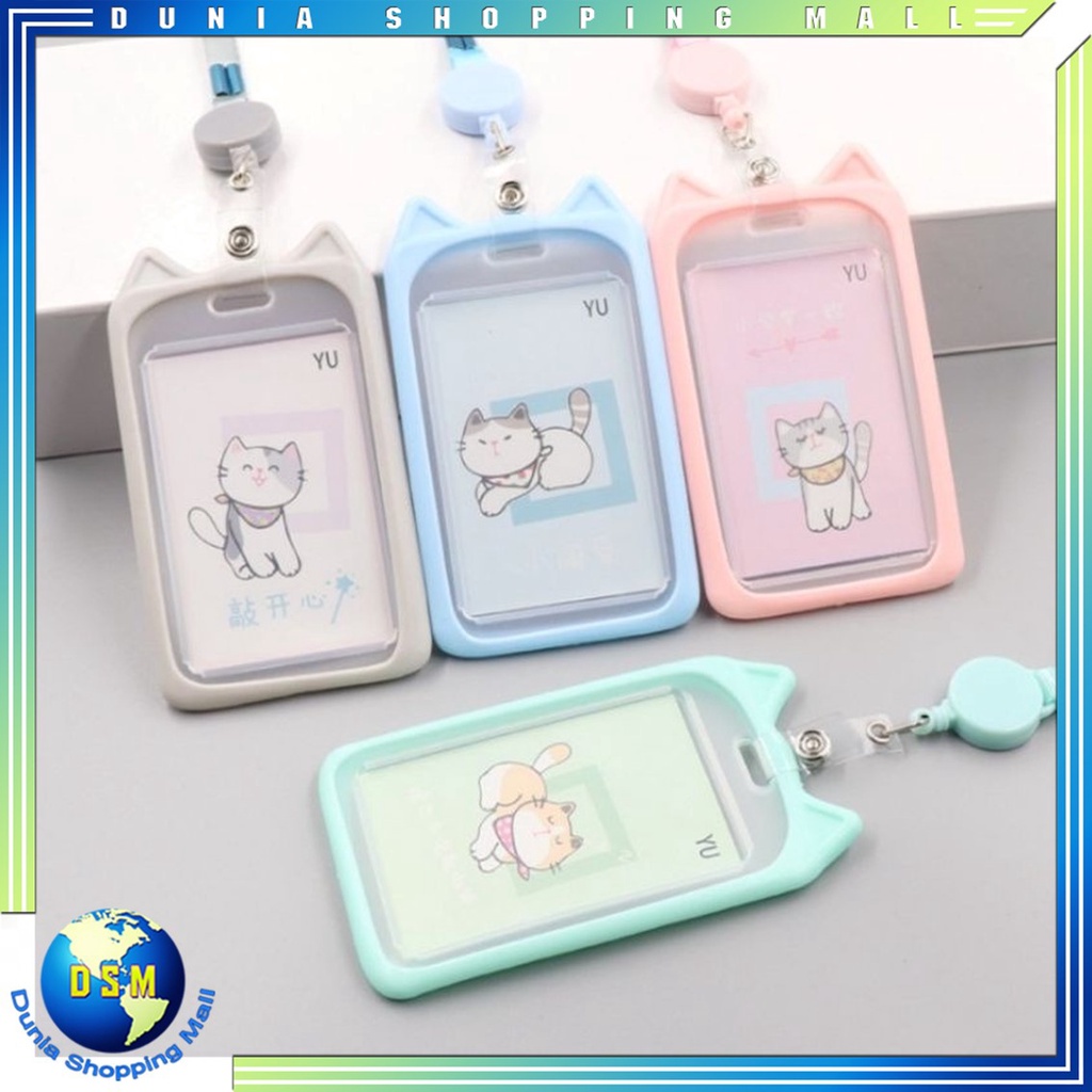 

DSM Name Tag Lanyard Gantungan Kartu Motif Kucing Kelinci Akses MRT Busway E-Money Flazz BRIzi Bentuk Karakter Hewan Warna Pastel Lanyart Card Holder Id Card
