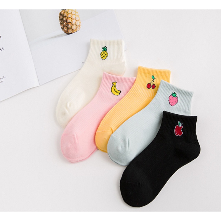 DSM Kaos Kaki Motif Buah Cute Kaoskaki Pendek Socks Fruit Fashion Wanita Korea