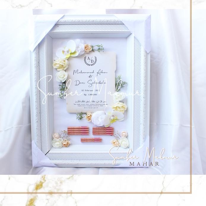 QC  PASS⚡️⚡️-Bingkai Mahar pernikahan uang Ukuran 35x45 simple premium anggrek MA006