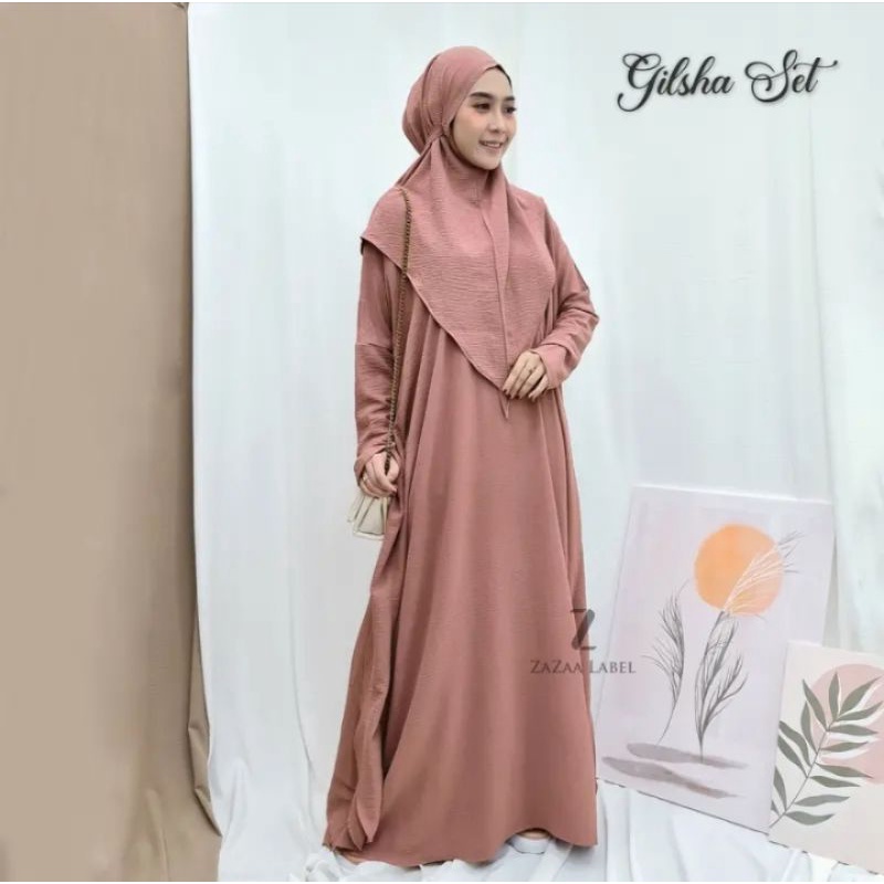Gamis kaftan one set bergo by Zaaza Label