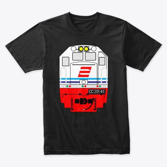 PROMO KAOS KERETA API LOKOMOTIF CC 201 45 ERA PJKA LIVERY MERAH DAN PUTIH TERBARU