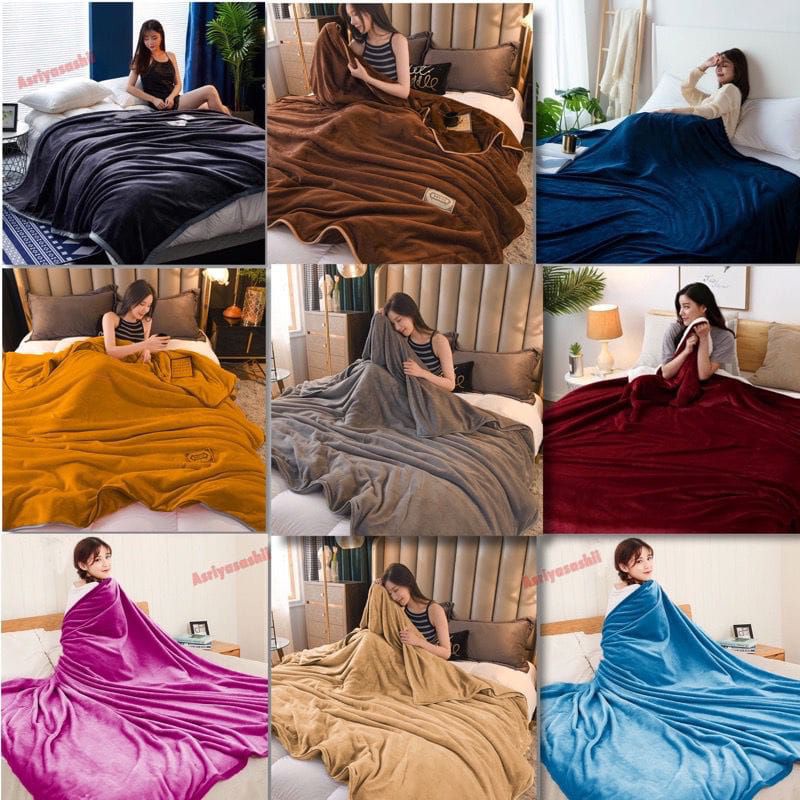 SELIMUT BULU HALUS POLOS UK 150X200 SELIMUT BULU LEMBUT SELIMUT TIDUR