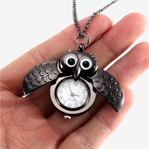 ✺♘Wanita Vintage Jam Saku Jam Kuarsa Keren Rantai Burung Hantu Lucu Cover Jam Tangan XIN-Pengiriman