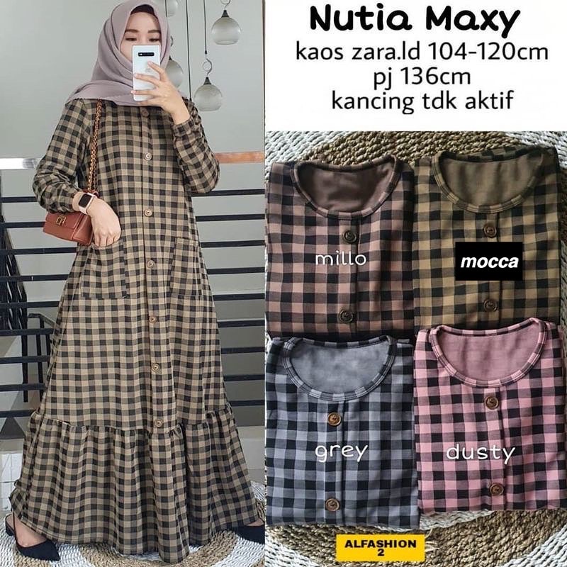 Nutia Maxy - Gamis Kaos Zara Ld 104 / R.15 - 318-6412 (M1U8) Moscrepe Simpel Original Promo Polos Ga