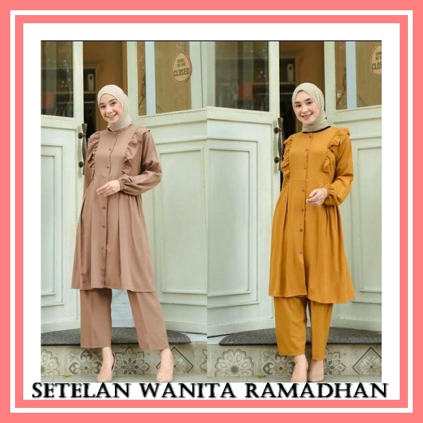 Priskila Cell Alifa Set Bahan Crinkle Aplikasi Sablon (Realpict) Setelan Wanita Dewasa Terbaru Viral