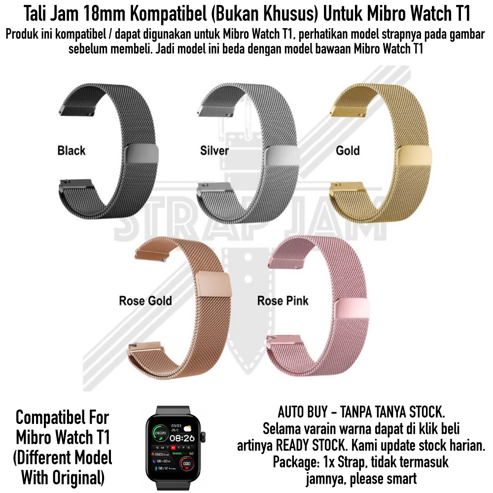 MILANESE LOOP Tali Jam Tangan Kompatibel Mibro Watch T1 - Strap 18mm Metal Magnetic