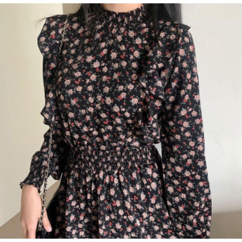 Maxy  dress floral vintage hijabers gamis lebaran 2023