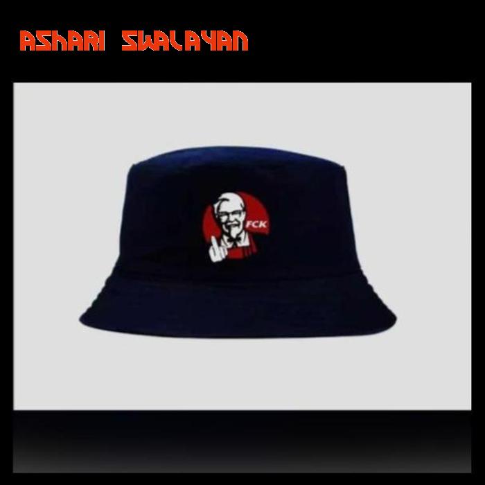 TOPI BUCKET HAT POLOS CUSTOM DISTRO FCK FUCK KFC INDONESIA PRIA WANITA HIGHT QUALITY