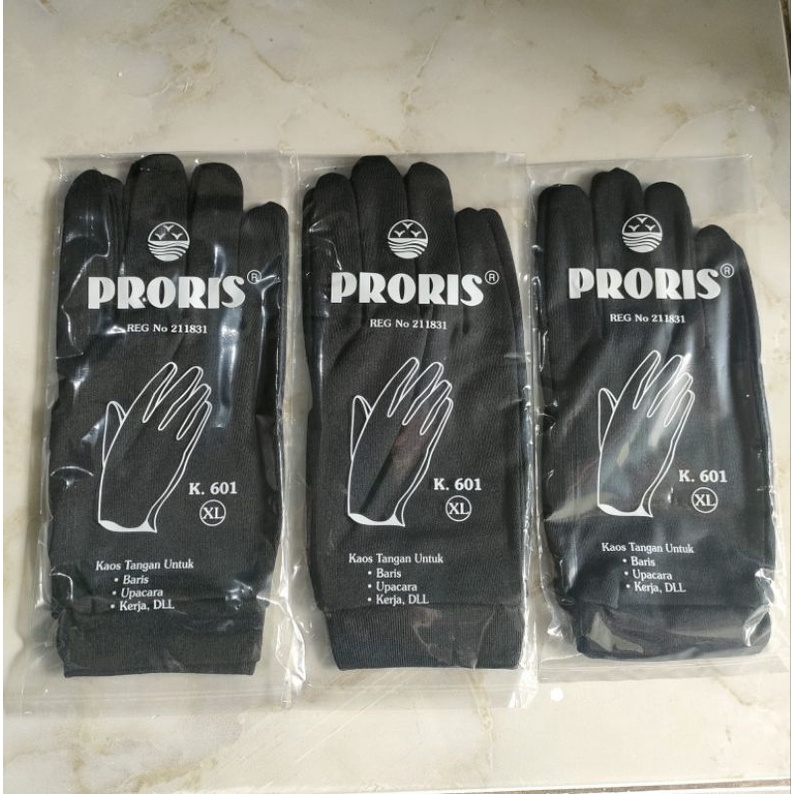 SARUNG TANGAN HITAM POLOS PRORIS PREMIUM untuk Upacara , Baris , Kerja Dll