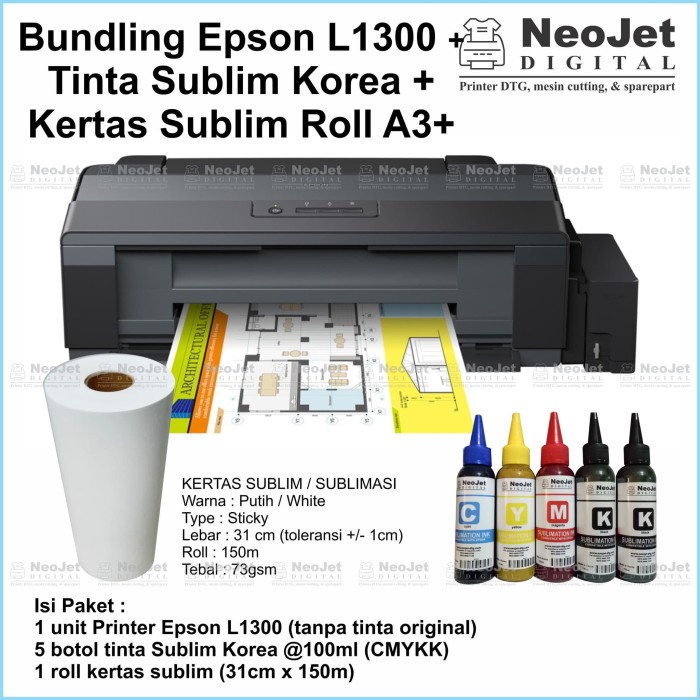 Promo Bundling Paket Printer Epson A3 Tinta Sublim Korea Kertas Sublim