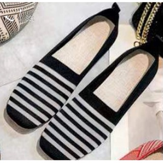 [CLEARANCE] Korean Wide Fit Ballerina Flat Shoes Slip On Knit Sepatu Flat Knit Rajut Wanita 5245 (36-40)