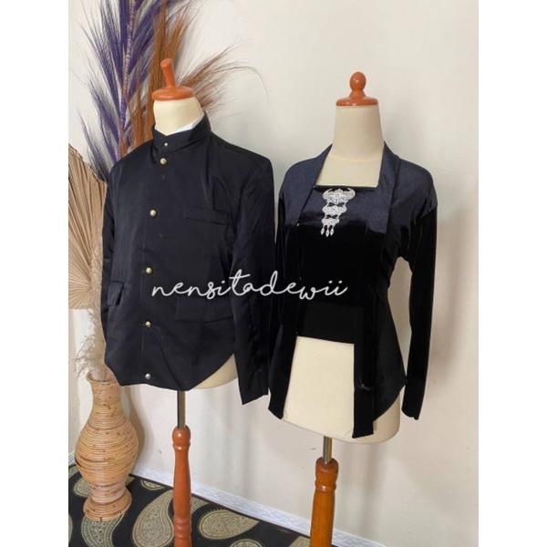 Beskap Jogja (Polos) + Kebaya Kutubaru, Nuansa Hitam