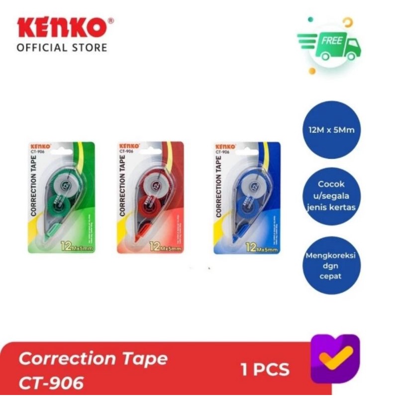 

KENKO CORRECTION TAPE / PITA KOREKSI / KOREKSI PENA CT-906 (12 M x 5 Mm)