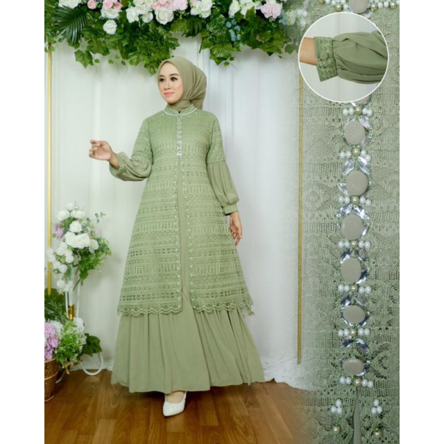 Gamis Brokat Shelvia Malika Kombinasi Payet Mutiara Terbaru / Gamis Pesta / Gamis Kondangan / Gamis Tile / Gamis Brokat Malika Non Gliter / Gamis Lamaran / Gamis wisuda / Gamis Seragaman / Gamis Payet Mutiara / Gamis Malika