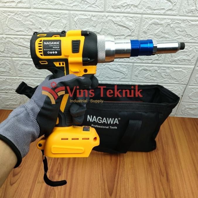 Brushless Cordless Blind Riveting Gun Mesin Rivet Baterai Nagawa Ngr20