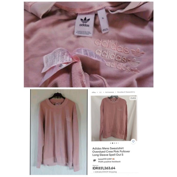 Sweater Adidas Overdyed Crewneck Pink Sweatshirt Second Branded