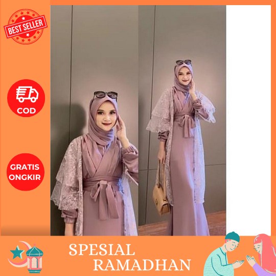Nadira Tile Dress / Aisyah Brukat Dress / Gamis Lebaran / Gamis Tile Model Baru / Gamis Remaja / Gam