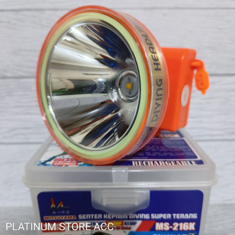 Senter Kepala Selam 80 Watt MITSUYAMA MS-216K/MS-216P Ring 88/Headlamp Diving 80W MITSUYAMA MS-216K/