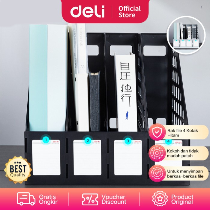 

Terlaris Deli File Tray / Rak Box File Plastik Dua Warna 3/4 Sekat 78990 78991
