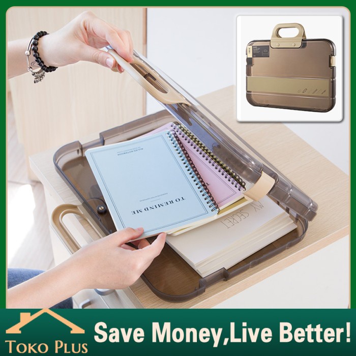

Terlaris Carry File Box F4 (Folio) Tebal Transparent Expanding File Handle