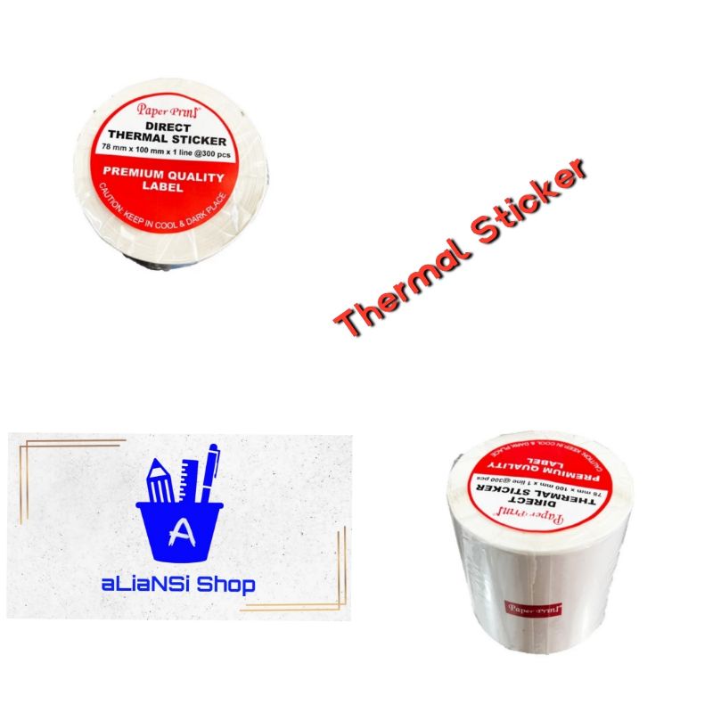 

Thermal Label Barcode Sticker Resi 78mm x 100mm (isi 300 pcs) - merk PAPERPRYNS