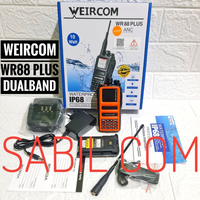 Terlaris Ht Weircom Wr88 Plus 10 Watt Dualband Waterproof Weircom Wr 88 Plus