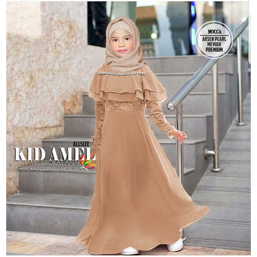 Ready Stock ✅ Dress Lebaran Gamis Dress Muslim Rumina Brukat Pearl Maxi Dress Murah Moscrepe Brokat 