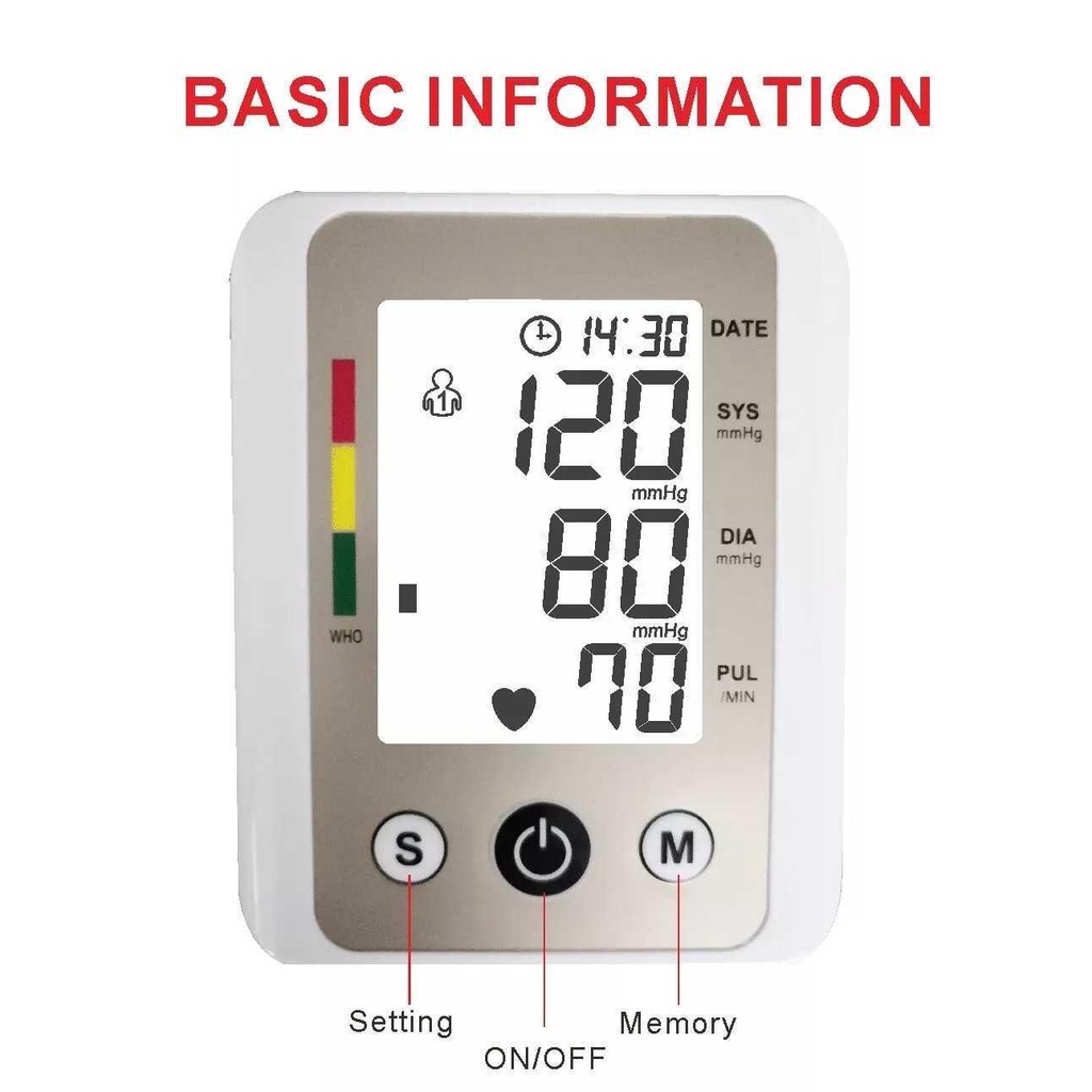 Pengukur Tekanan Darah Tensimeter Digital Sphygmomanometer Large LCD W-750