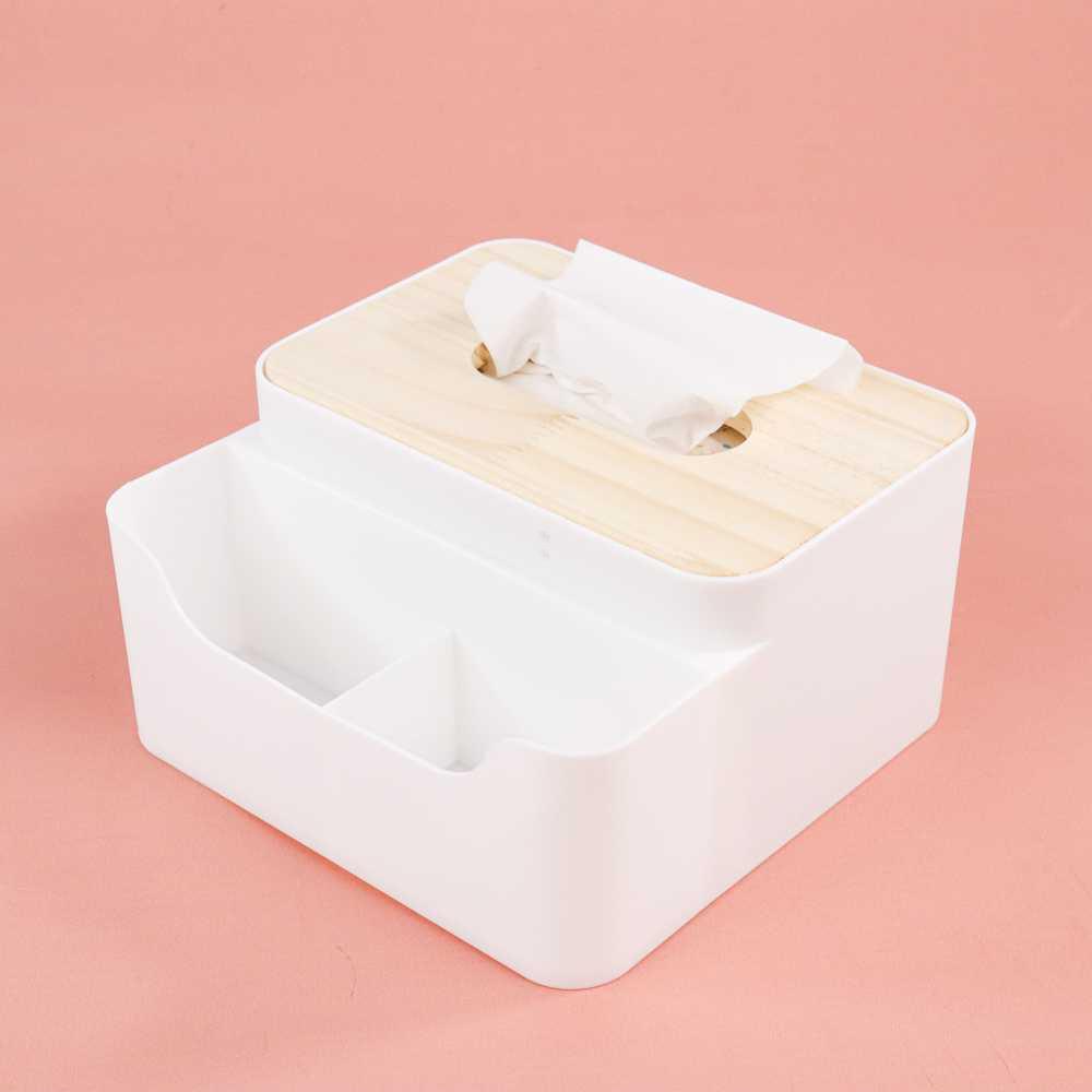 RSCHEF Kotak Tisu Kayu Multifungsi Model 2 Slot J002